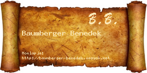 Baumberger Benedek névjegykártya